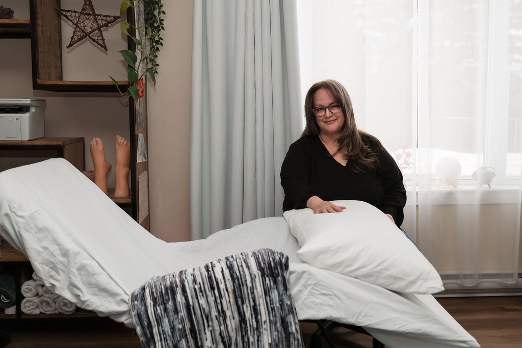 Alma in her reflexology studio